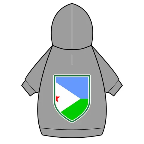 Djibouti Blue Green Triangle Pet Hoodie — back_dtf view