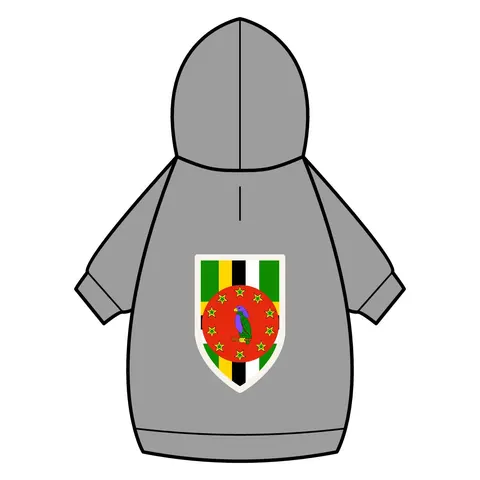 Dominica Green Cross & Circle Pet Hoodie — back_dtf view