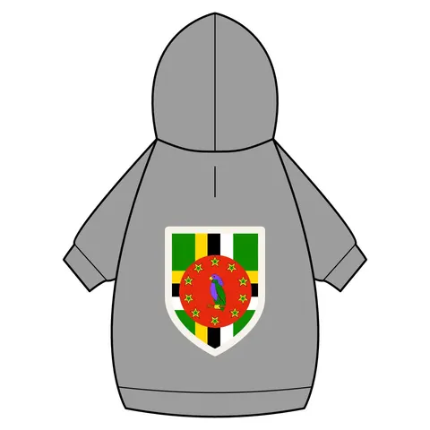 Dominica Green Cross & Circle Pet Hoodie — back_dtf view