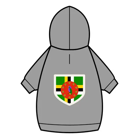 Dominica Green Cross & Circle Pet Hoodie — back_dtf view