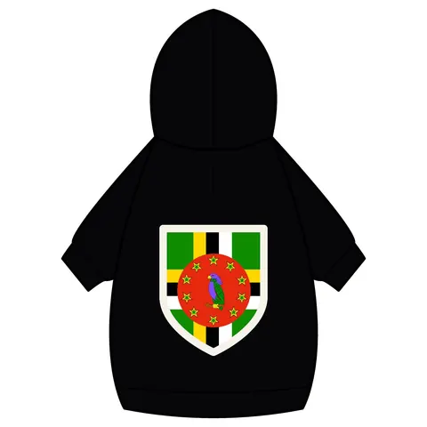 Dominica Green Cross & Circle Pet Hoodie — back_dtf view