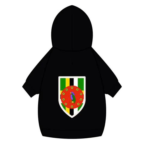 Dominica Green Cross & Circle Pet Hoodie — back_dtf view
