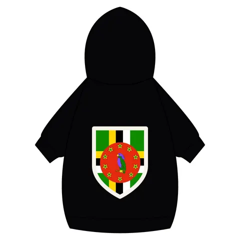 Dominica Green Cross & Circle Pet Hoodie — back_dtf view