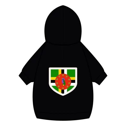 Dominica Green Cross & Circle Pet Hoodie — back_dtf view