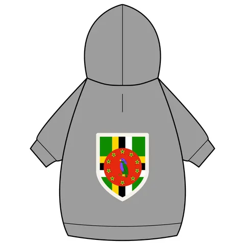 Dominica Green Cross & Circle Pet Hoodie — back_dtf view