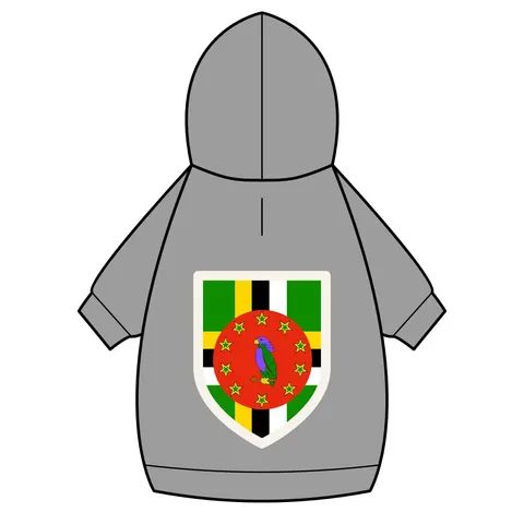 Dominica Green Cross & Circle Pet Hoodie — back_dtf view
