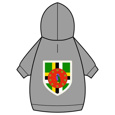 Dominica Green Cross & Circle Pet Hoodie — back_dtf view