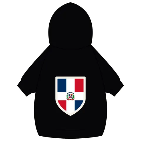 Dominican Republic Cross & Quarters Pet Hoodie — back_dtf view