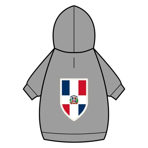 Dominican Republic Cross & Quarters Pet Hoodie — back_dtf view