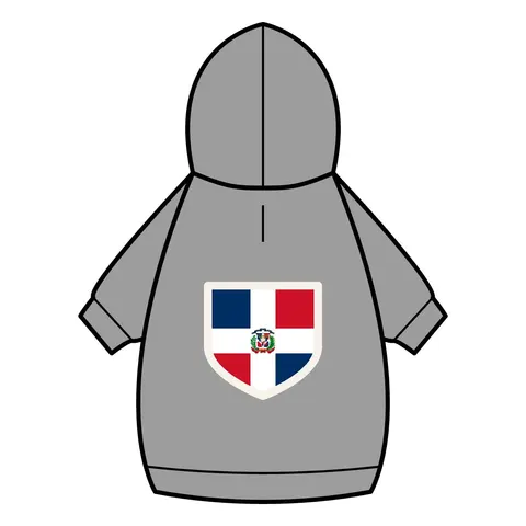 Dominican Republic Cross & Quarters Pet Hoodie — back_dtf view