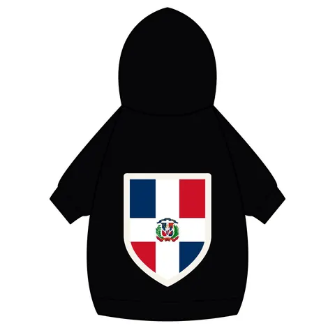 Dominican Republic Cross & Quarters Pet Hoodie — back_dtf view