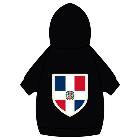 Dominican Republic Cross & Quarters Pet Hoodie — back_dtf view