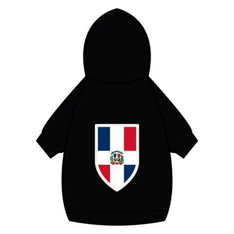 Dominican Republic Cross & Quarters Pet Hoodie — back_dtf view