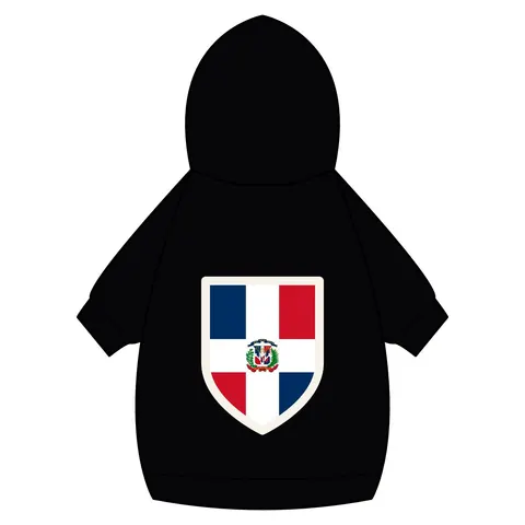 Dominican Republic Cross & Quarters Pet Hoodie — back_dtf view