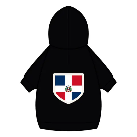 Dominican Republic Cross & Quarters Pet Hoodie — back_dtf view