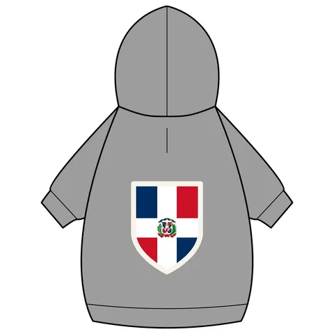 Dominican Republic Cross & Quarters Pet Hoodie — back_dtf view