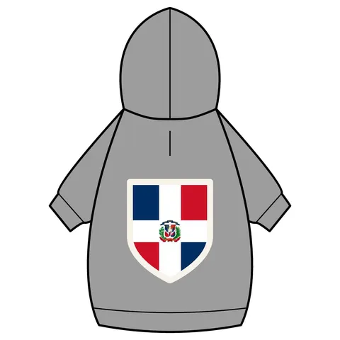 Dominican Republic Cross & Quarters Pet Hoodie — back_dtf view