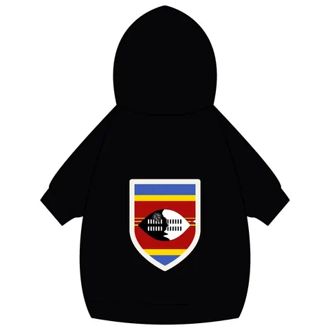 Eswatini Blue Red Yellow Shield Pet Hoodie — back_dtf view