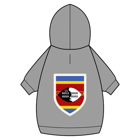Eswatini Blue Red Yellow Shield Pet Hoodie — back_dtf view