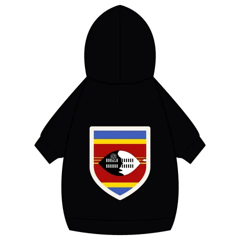 Eswatini Blue Red Yellow Shield Pet Hoodie — back_dtf view