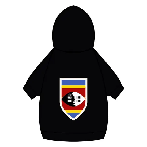 Eswatini Blue Red Yellow Shield Pet Hoodie — back_dtf view