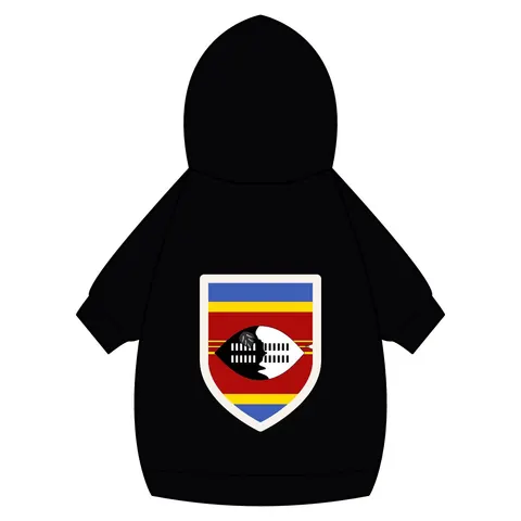Eswatini Blue Red Yellow Shield Pet Hoodie — back_dtf view