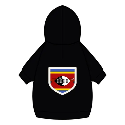 Eswatini Blue Red Yellow Shield Pet Hoodie — back_dtf view