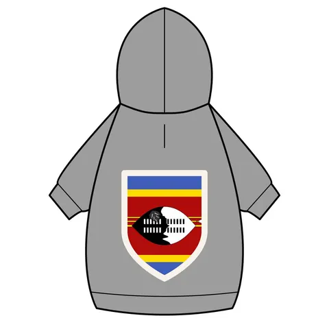 Eswatini Blue Red Yellow Shield Pet Hoodie — back_dtf view