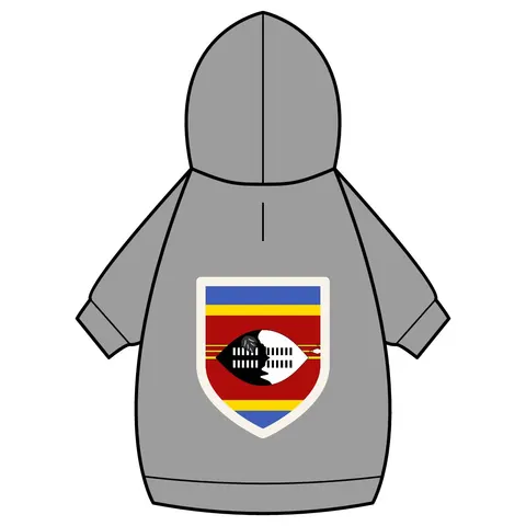 Eswatini Blue Red Yellow Shield Pet Hoodie — back_dtf view