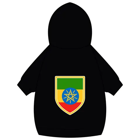 Ethiopia Green Yellow Red Pet Hoodie — back_dtf view