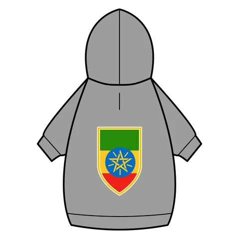 Ethiopia Green Yellow Red Pet Hoodie — back_dtf view