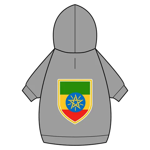 Ethiopia Green Yellow Red Pet Hoodie — back_dtf view