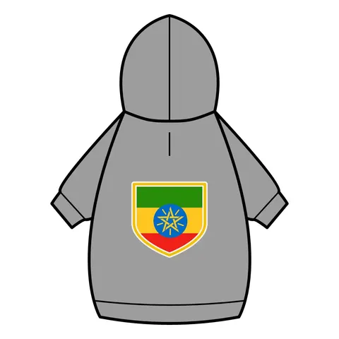 Ethiopia Green Yellow Red Pet Hoodie — back_dtf view