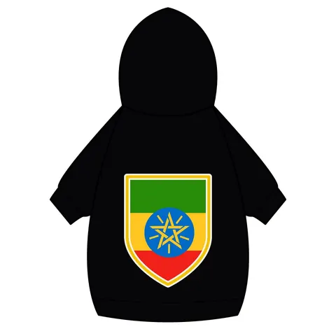 Ethiopia Green Yellow Red Pet Hoodie — back_dtf view