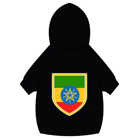 Ethiopia Green Yellow Red Pet Hoodie — back_dtf view