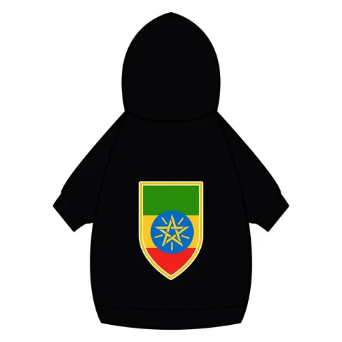 Ethiopia Green Yellow Red Pet Hoodie — back_dtf view