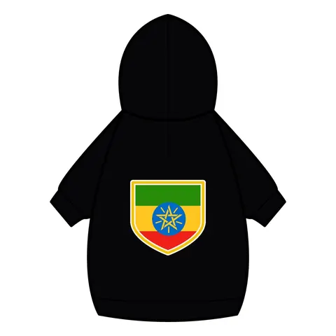 Ethiopia Green Yellow Red Pet Hoodie — back_dtf view