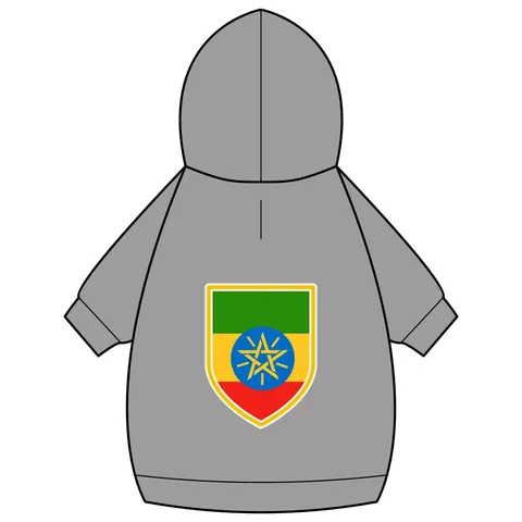Ethiopia Green Yellow Red Pet Hoodie — back_dtf view