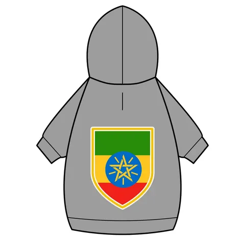 Ethiopia Green Yellow Red Pet Hoodie — back_dtf view
