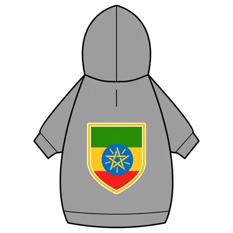 Ethiopia Green Yellow Red Pet Hoodie — back_dtf view
