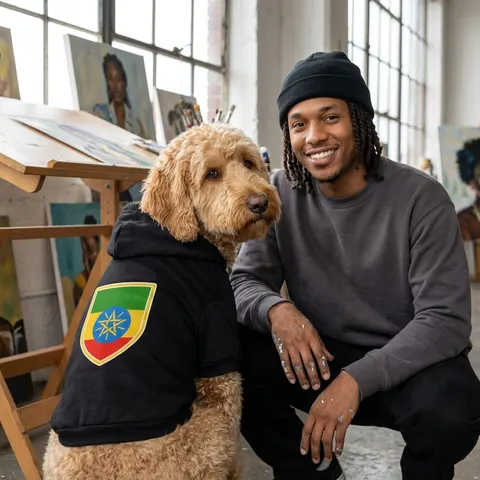 Ethiopia Green Yellow Red Pet Hoodie