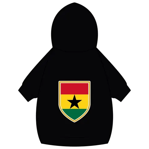Ghana Red Gold Green & Star Pet Hoodie — back_dtf view
