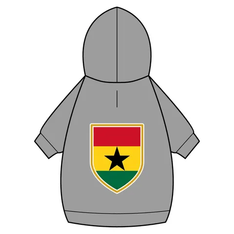 Ghana Red Gold Green & Star Pet Hoodie — back_dtf view