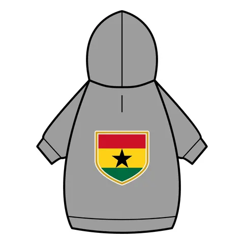 Ghana Red Gold Green & Star Pet Hoodie — back_dtf view
