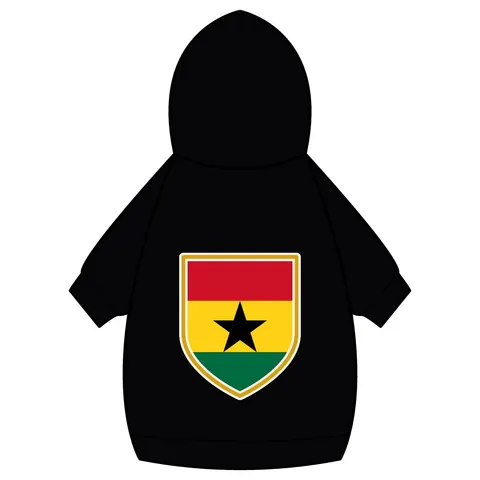 Ghana Red Gold Green & Star Pet Hoodie — back_dtf view