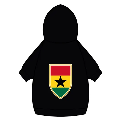 Ghana Red Gold Green & Star Pet Hoodie — back_dtf view
