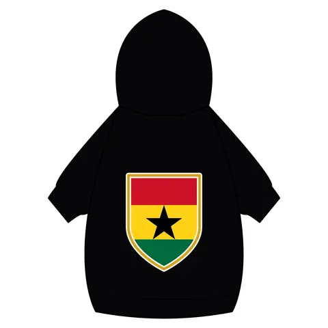 Ghana Red Gold Green & Star Pet Hoodie — back_dtf view