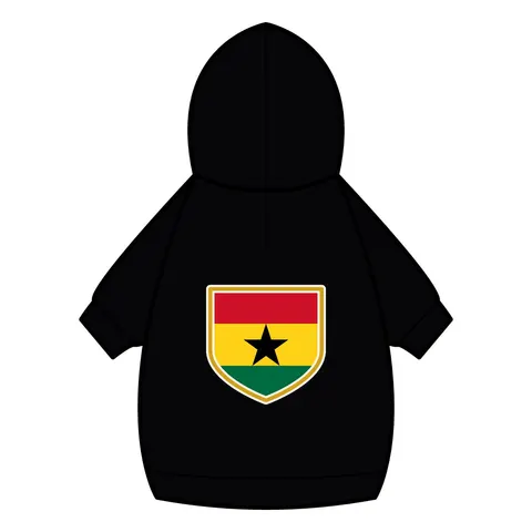 Ghana Red Gold Green & Star Pet Hoodie — back_dtf view