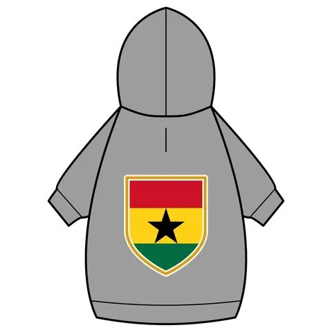 Ghana Red Gold Green & Star Pet Hoodie — back_dtf view