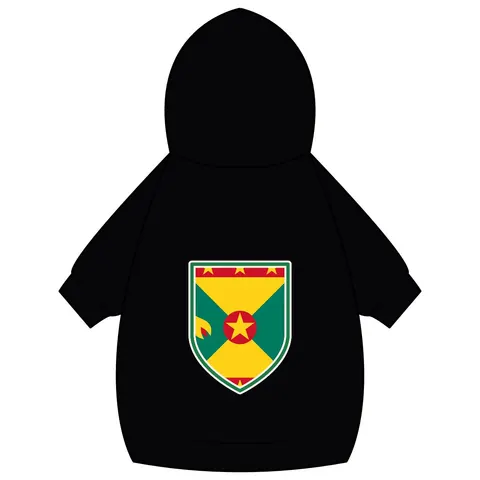 Grenada Red Green Gold Pattern Pet Hoodie — back_dtf view